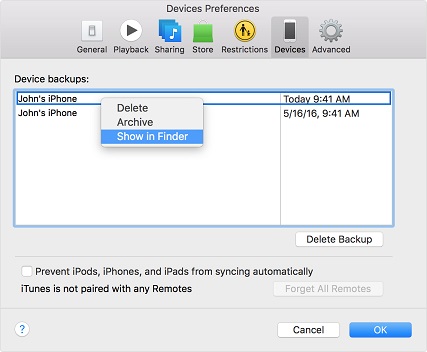 Delete iPhone WhatsApp Backup in iTunes