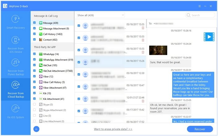 read all the existing and deleted messaegs from iCloud backup