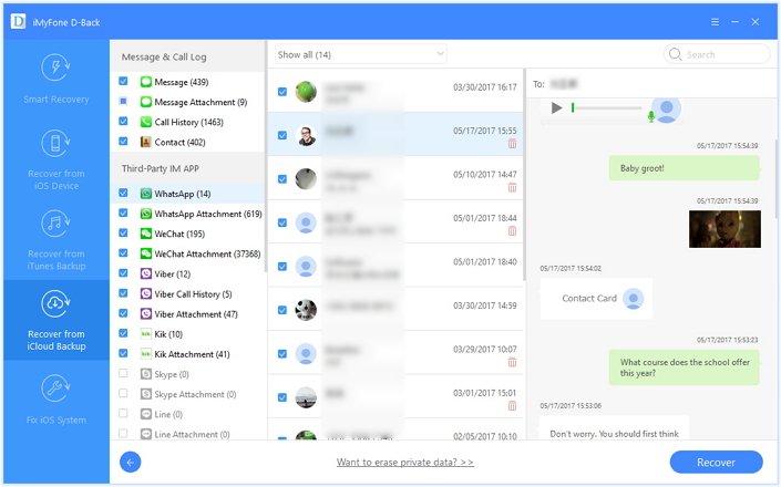 Preview and Export WhatsApp Messages from iCloud Backup