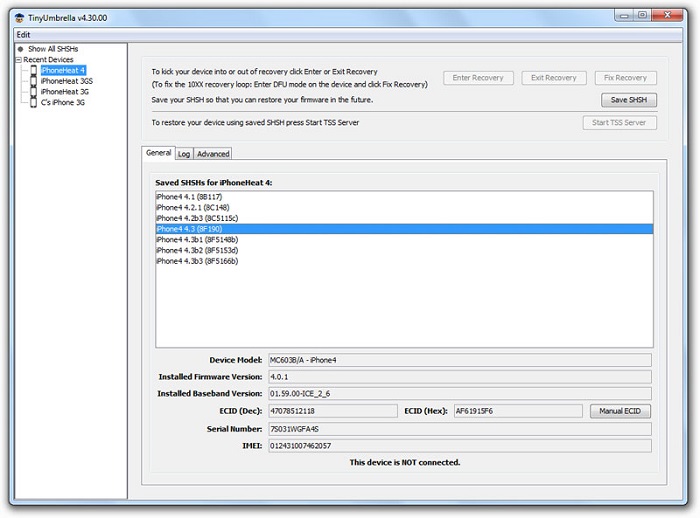 tinyumbrella recovery fix windows