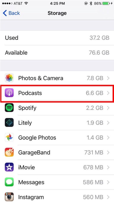 podcasts storage