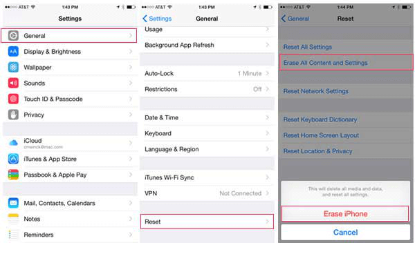 steps on how to reset iphone on settings