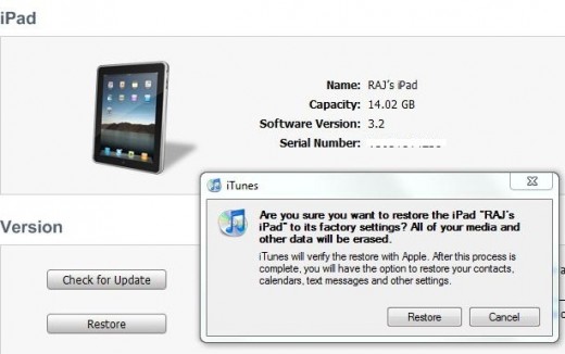 ipad restore