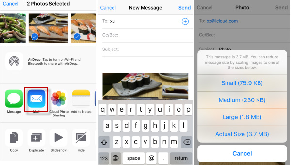 Как отправить фото по почте с айфона