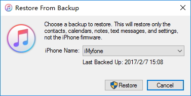 Select the backup you created 