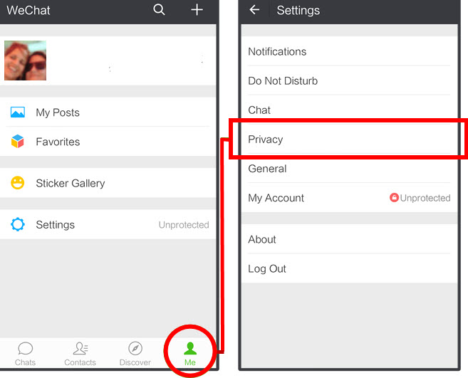 wechat privacy settings