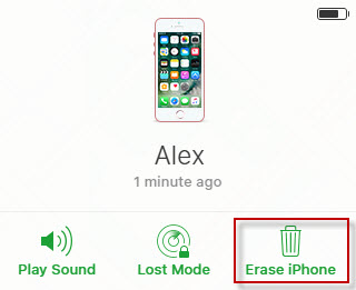 Erase iPhone via iCloud