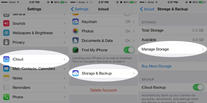 delete iCloud backup