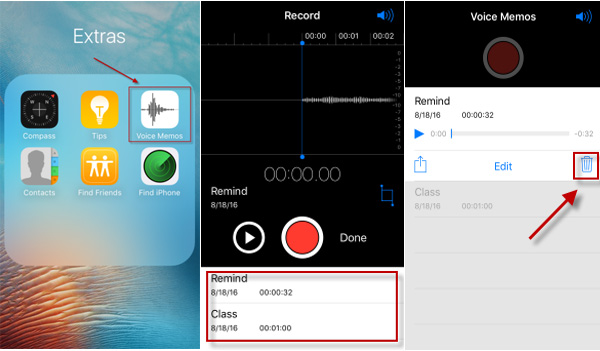 delete voice memo 