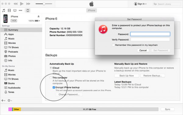 iTunes Encrypted Backup