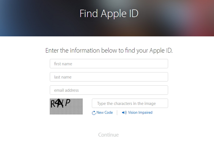 find apple id with just email