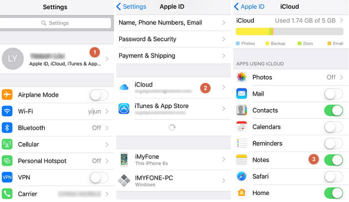 Notes syncing may be turned off on your iCloud