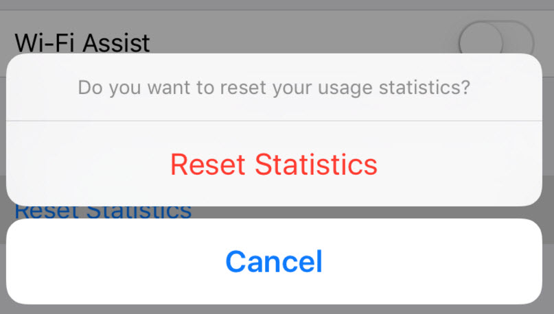 Reset Statistics for Cellular Data