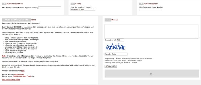 sendanonymoussms