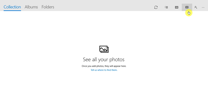 click Import icon in Windows Photos app