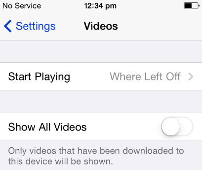 hide videos from iCloud