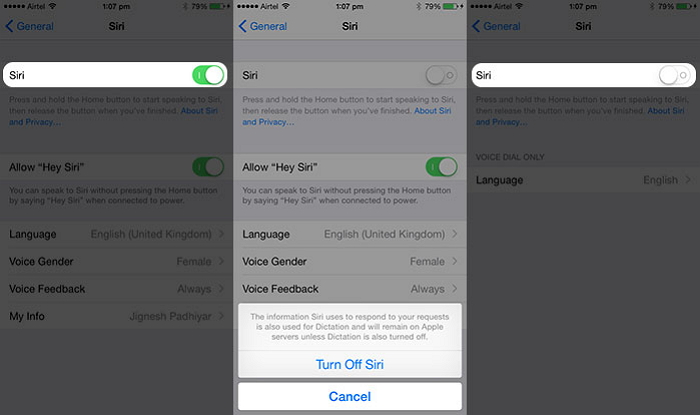 turn Siri on iPhone