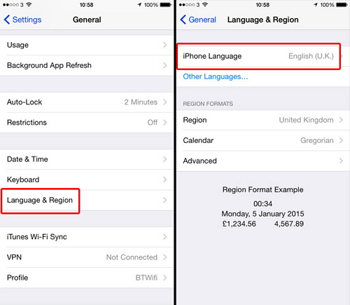 Change iPhone Language