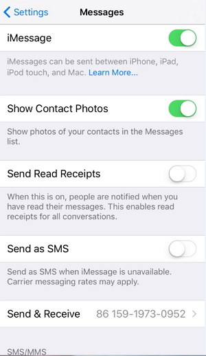 disable iMessage