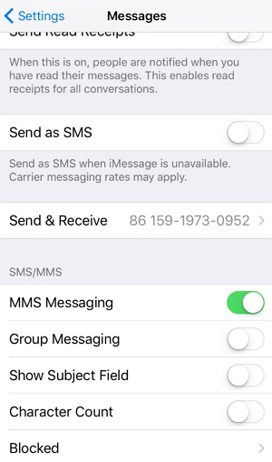 enable MMS Messaging