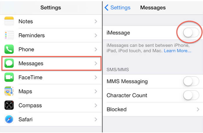 turn off iMessage on iPhone