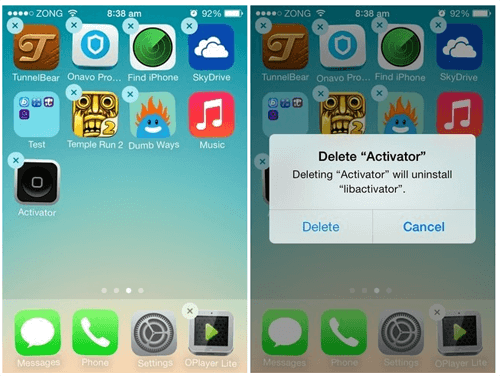 delete app in ios