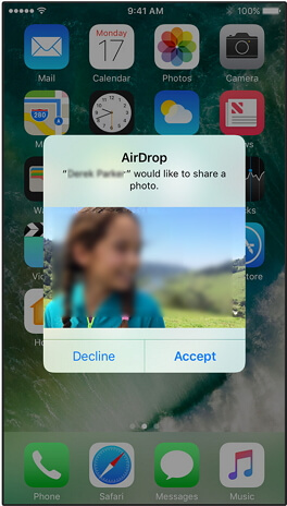 receive photos through AirDrop