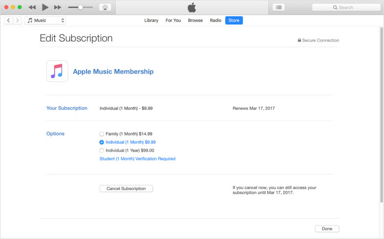 cancel itunes subscription iscanner