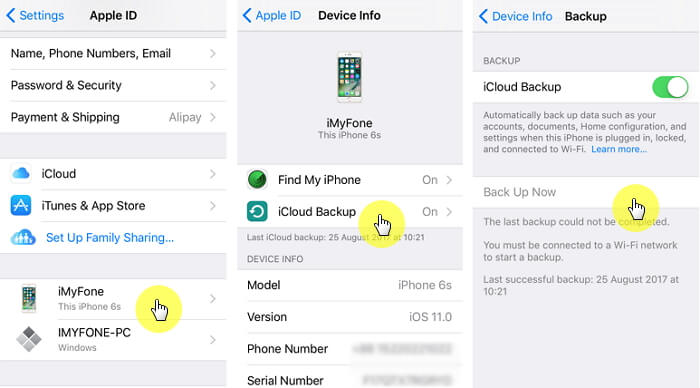 back up data to iCloud
