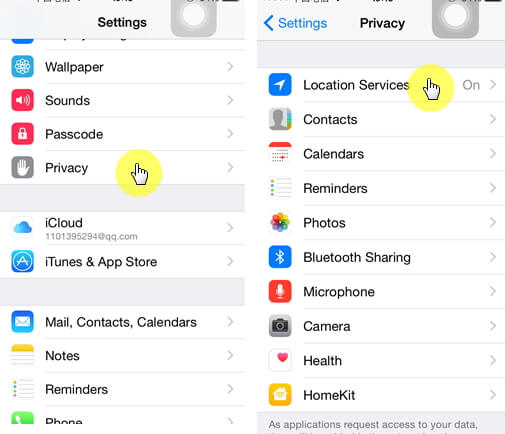 Disabling iphone Location Services