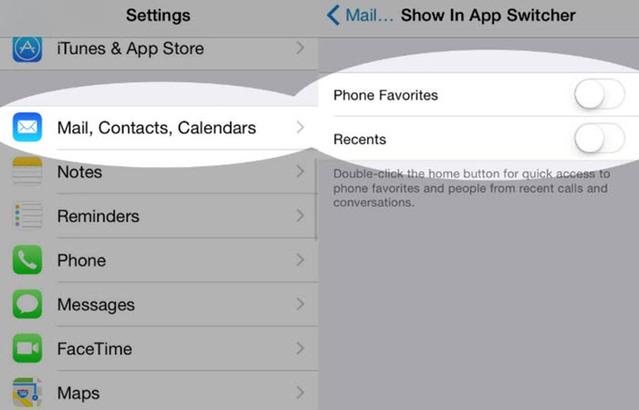 enable iPhone Recent Contacts