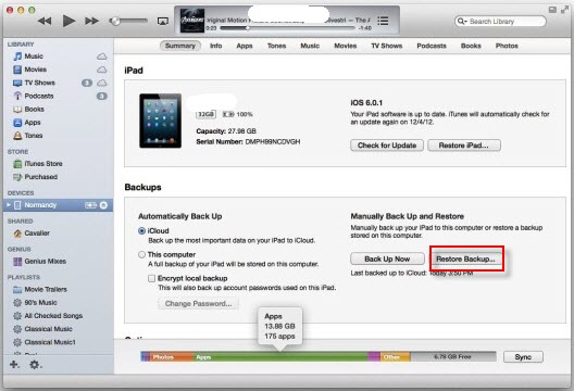 restore iphone backup