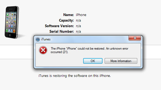 Unknown Error on iTunes
