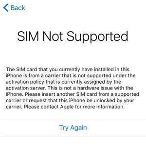 SIM Not Supported error