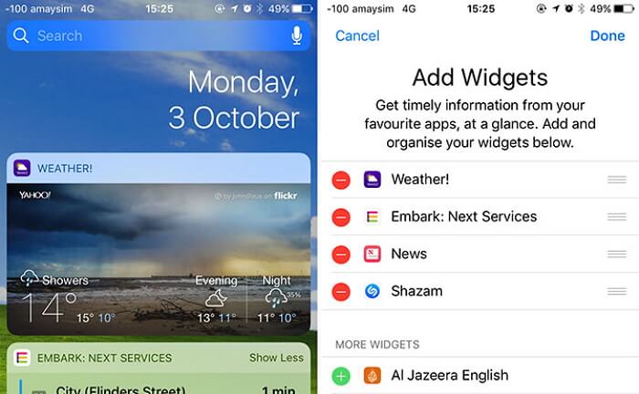 close services and app in widgets