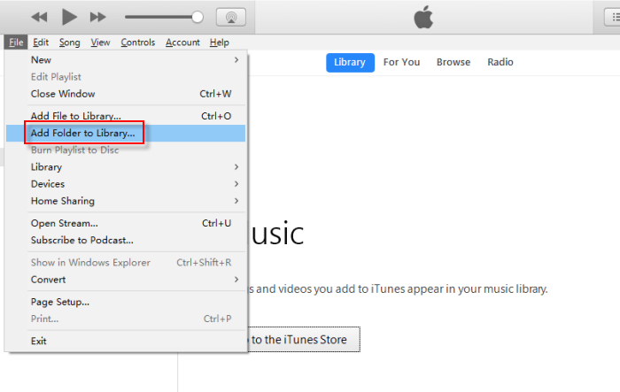 add folder to iTunes library
