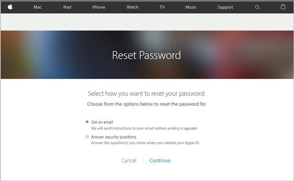 Reset iCloud password using recovery email