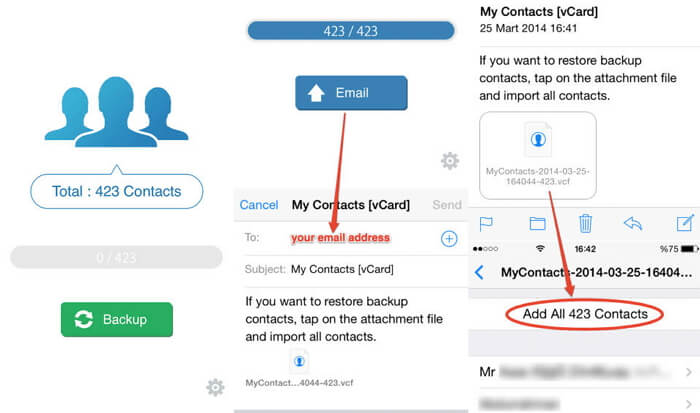 Transfer Contacts from iPhone to iPhone via VCF File