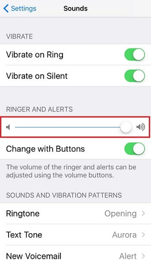 adjust volume in settings