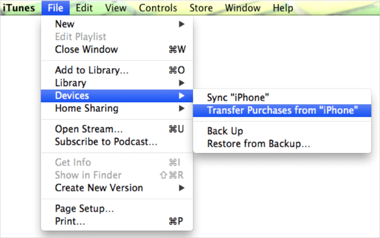 transfer purchases from iphone to pc