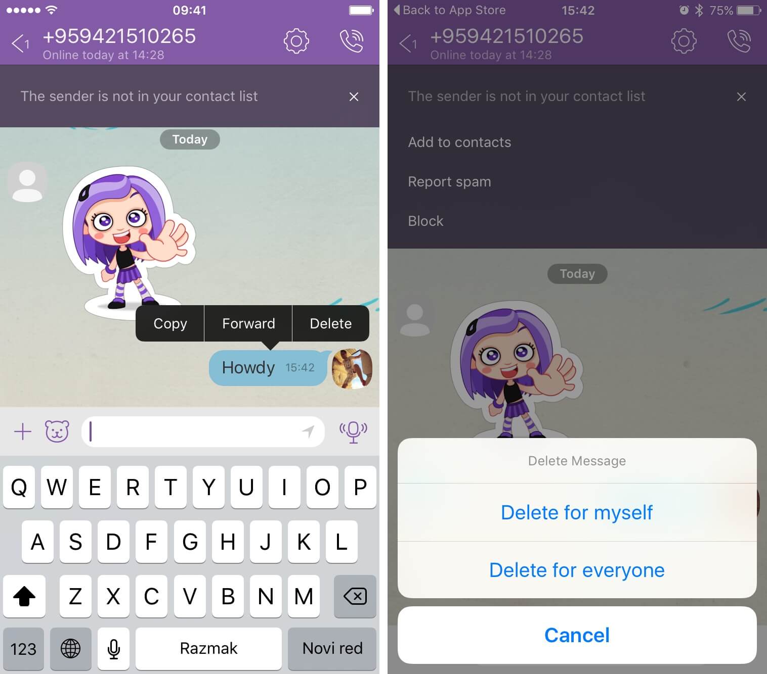 delete viber message