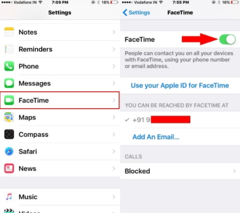 enable facetime on setting