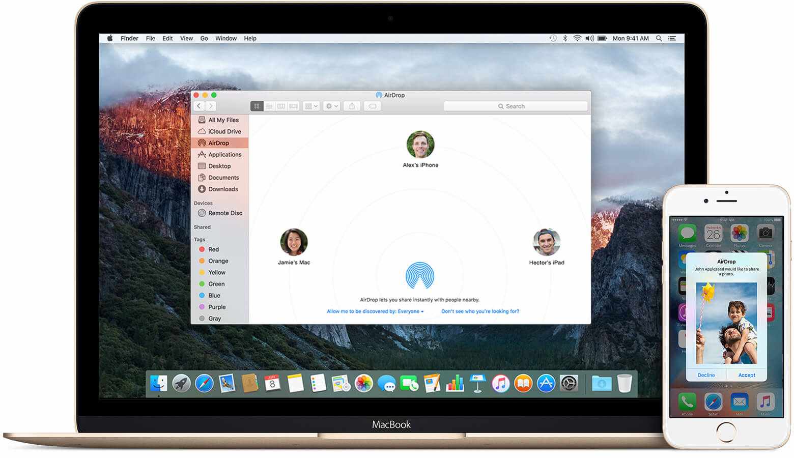 airdrop from iphone to macbook