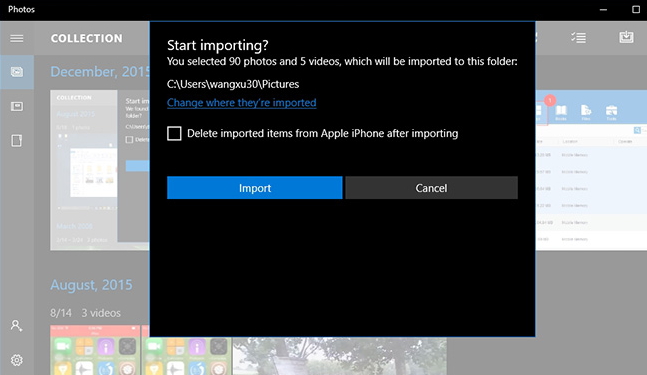 import iphone pictures to windows 10 using photos app