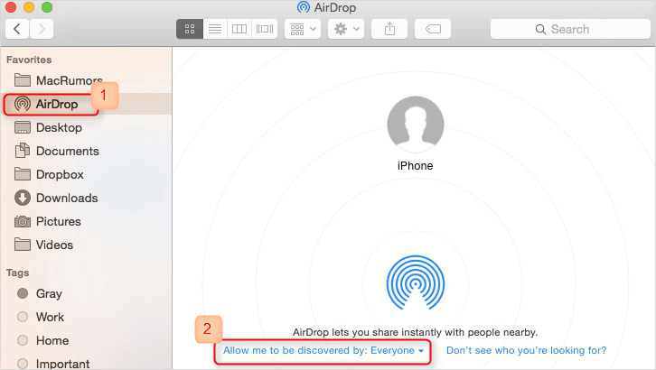 turn on Airdrop on Mac