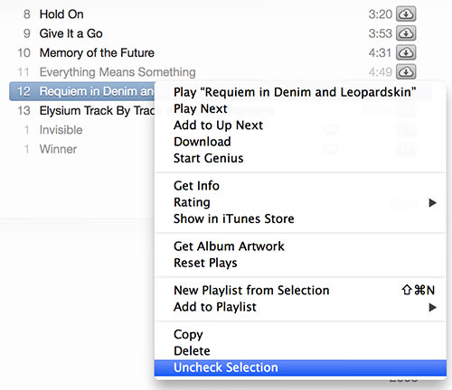 Uncheck-Selection