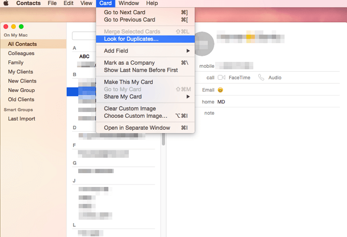 duplicate contacts on mac