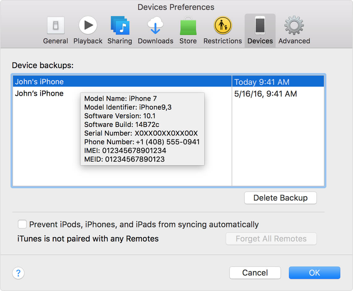 delete itunes backups on mac directly