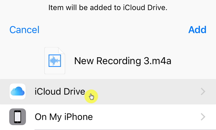 add voice memo to icloud drive