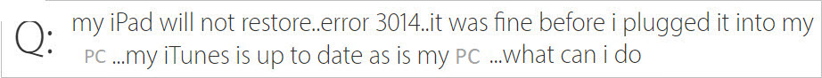 Error 3014 screenshot
